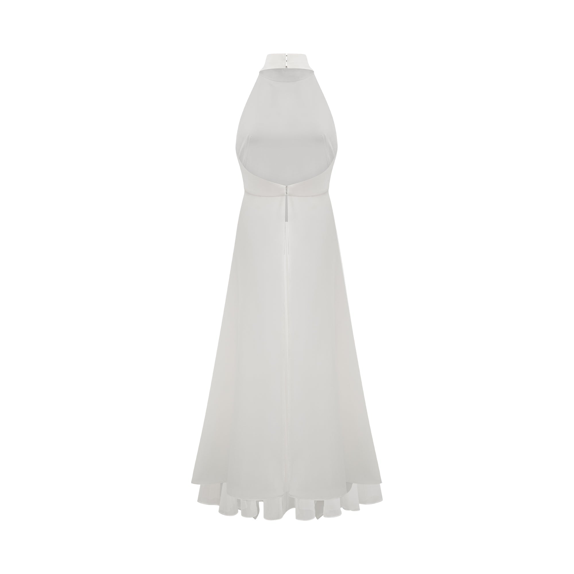 Vestido largo en capas con escote halter de Inés.