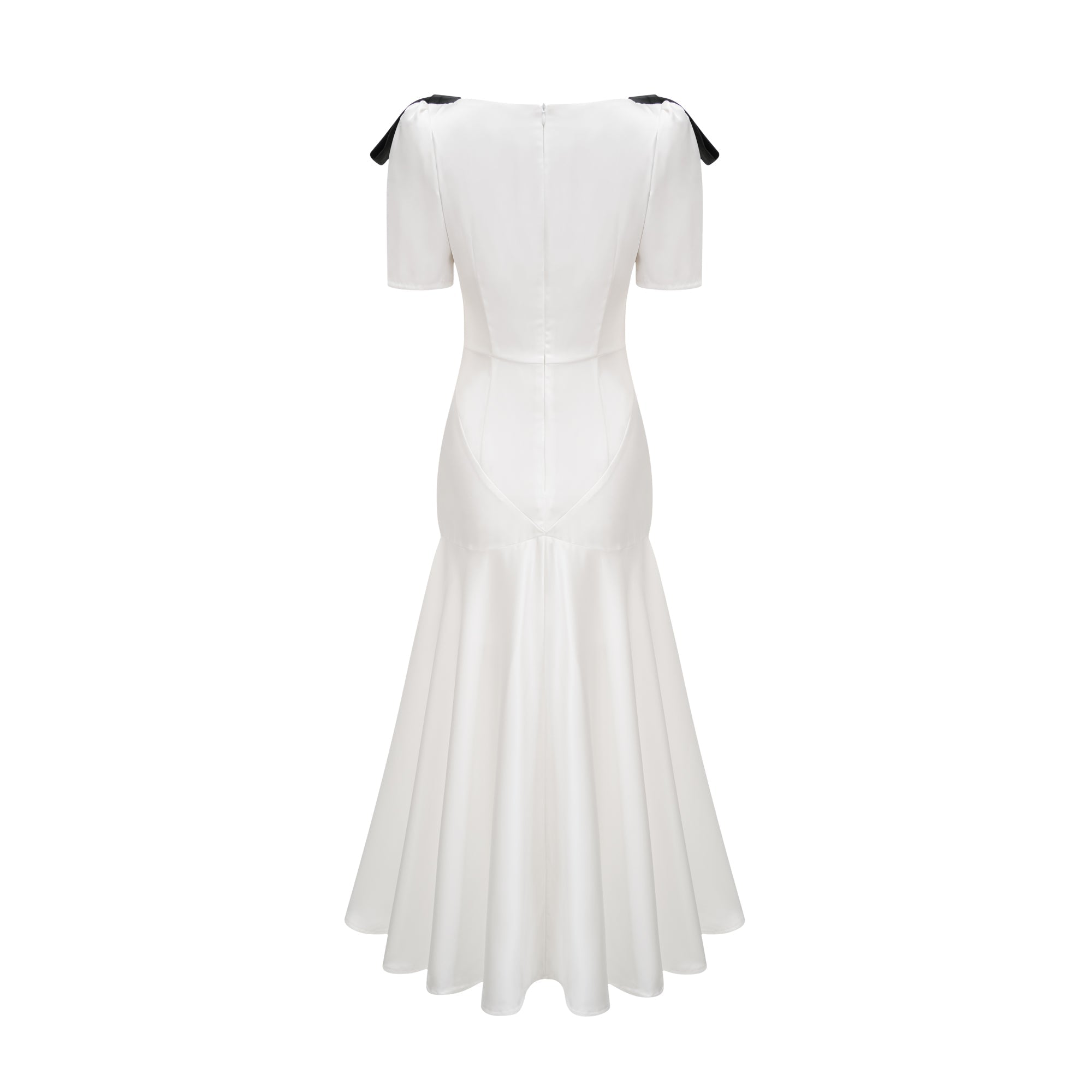 Cyrielle vestido maxi con detalle de lazo y mangas abullonadas