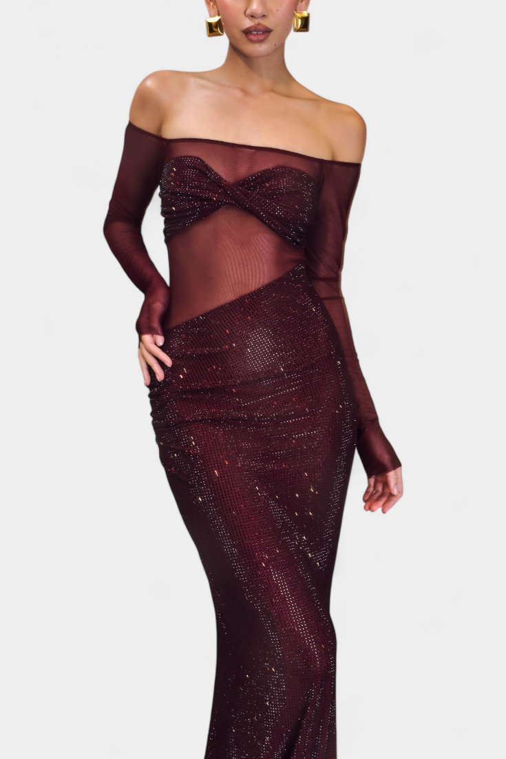 Dottie | Vestido de Noche Off-Shoulder con Transparencias